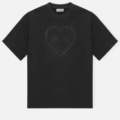 Loungewear|T-Shirts And Tops|Ganni Heart Organic Cotton-Jersey T-shirt - XS