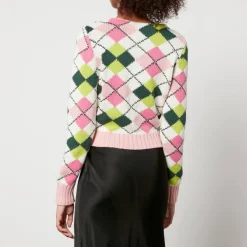 Knitwear|Good American Ganni Intarsia-Knit Organic Cotton Cardigan - XXS