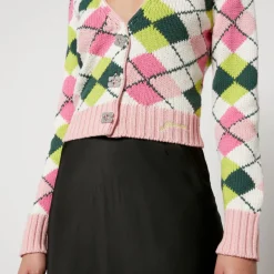 Knitwear|Good American Ganni Intarsia-Knit Organic Cotton Cardigan - XXS