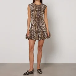 Dresses|Dresses|Dr. Martens Ganni Leopard Leopard-Print Cotton Mini Dress - EU 34/UK 6