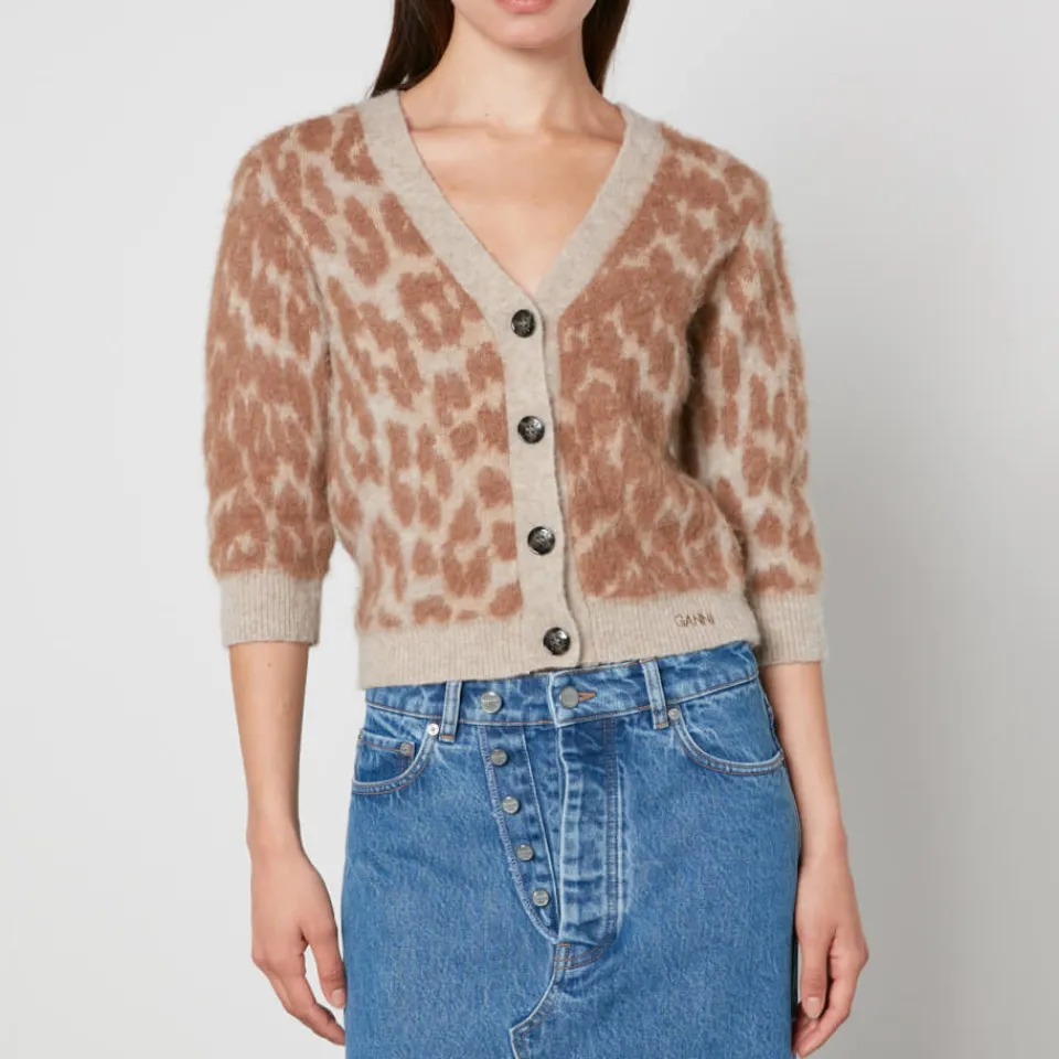Knitwear|Dr. Martens Ganni Leopard-Jacquard Cardigan - S