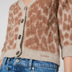 Knitwear|Dr. Martens Ganni Leopard-Jacquard Cardigan - S