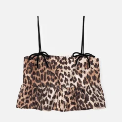 T-Shirts And Tops|RIXO Ganni Leopard-Jacquard Top - EU 36/UK 8