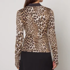 Knitwear|Daisy London Ganni Leopard-Jacquard Wool Knit Top - XS