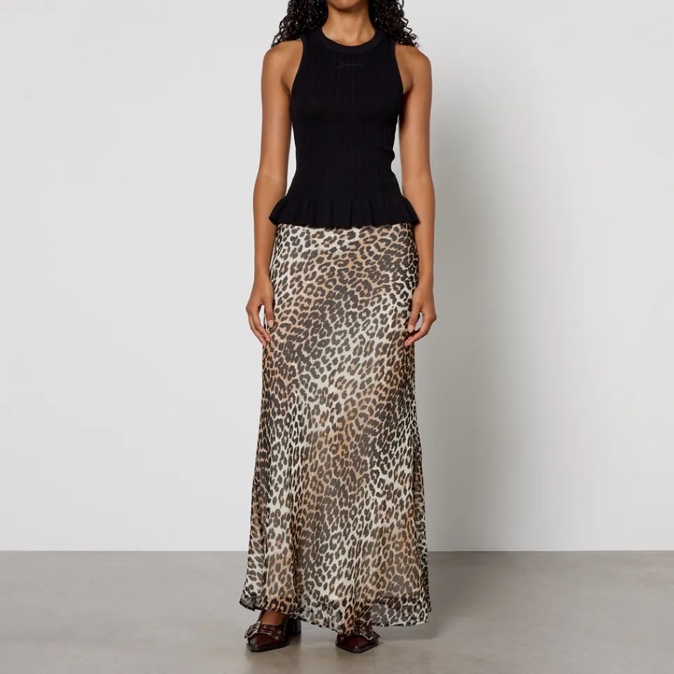 Skirts|Skirts|Rotate Sunday Ganni Leopard-Print Chiffon Maxi Skirt - EU 36/UK 8