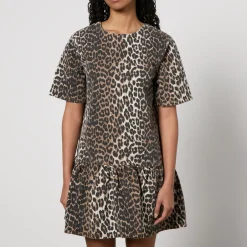 Dresses|Dresses|Ganni Leopard-Print Denim Mini Dress - EU 34/UK 6
