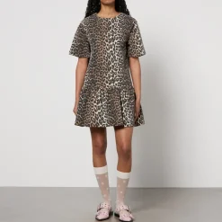 Dresses|Dresses|Ganni Leopard-Print Denim Mini Dress - EU 34/UK 6