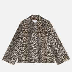 Co-Ord Sets|T-Shirts And Tops|Ganni Leopard-Print Denim Jacket - 36