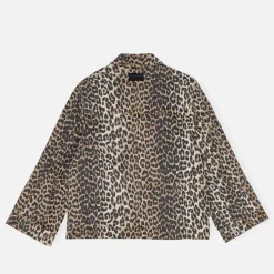 Co-Ord Sets|T-Shirts And Tops|Ganni Leopard-Print Denim Jacket - 36
