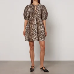 Dresses|Dresses|Ganni Leopard-Print Organic Cotton Mini Dress - EU 34/UK 6