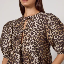 Dresses|Dresses|Ganni Leopard-Print Organic Cotton Mini Dress - EU 34/UK 6