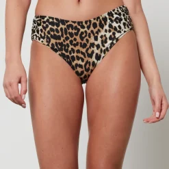 Swimwear|Swimwear|Ganni Leopard-Print Recycled Bikini Bottoms - EU 34/UK 6