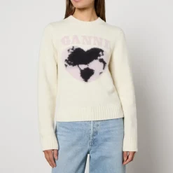 Loungewear|T-Shirts And Tops|Samsøe Samsøe Ganni Logo Graphic Intarsia-Knit Jumper - XS