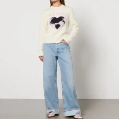 Loungewear|T-Shirts And Tops|Samsøe Samsøe Ganni Logo Graphic Intarsia-Knit Jumper - XS