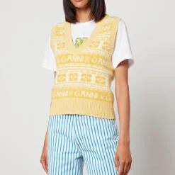 Knitwear|Dr. Martens Ganni Logo-Intarsia Wool-Blend Vest - XXS