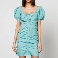 Dresses|Dresses|Cras Ganni Printed Gathered Cotton-Poplin Mini Dress - EU 38/UK 10