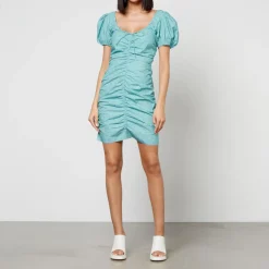 Dresses|Dresses|Cras Ganni Printed Gathered Cotton-Poplin Mini Dress - EU 38/UK 10