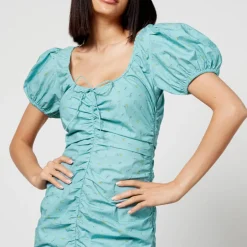 Dresses|Dresses|Cras Ganni Printed Gathered Cotton-Poplin Mini Dress - EU 38/UK 10