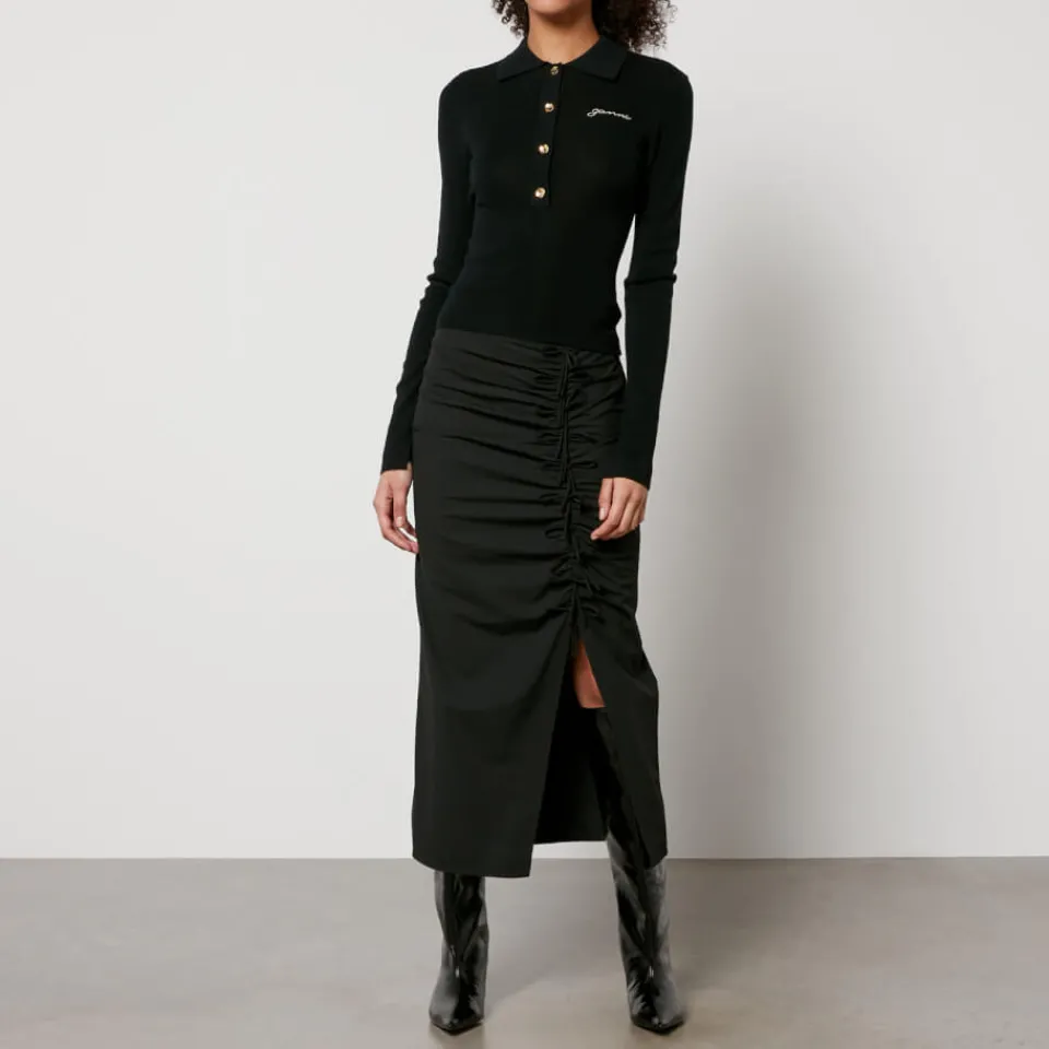 Skirts|Skirts|Ganni Ruched Crepe Midi Skirt - EU 36/UK 8