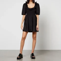 Dresses|Dresses|Marant Etoile Ganni Smocked Cotton-Poplin Mini Dress - EU 34/UK 6