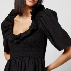 Dresses|Dresses|Marant Etoile Ganni Smocked Cotton-Poplin Mini Dress - EU 34/UK 6
