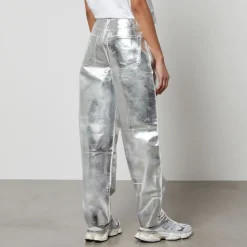 Jeans|Dr. Martens Ganni Stary Metallic Organic Faux Leather Tapered Jeans - W27