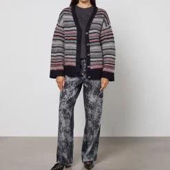 Knitwear|Dr. Martens Ganni Striped Boxy Wool-Blend Cardigan - XS