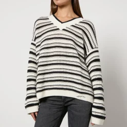 Loungewear|T-Shirts And Tops|Coach Ganni Striped Crocheted Cotton Jumper - XXS/XS