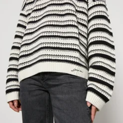 Loungewear|T-Shirts And Tops|Coach Ganni Striped Crocheted Cotton Jumper - XXS/XS