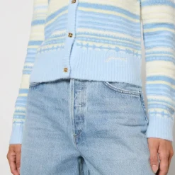 Knitwear|Ganni Striped Intarsia-Knit Cardigan - XS