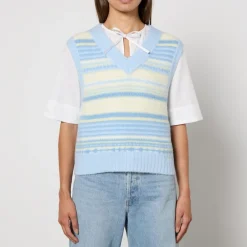 T-Shirts And Tops|Ganni Striped Intarsia-Knit Vest - S