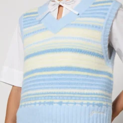 T-Shirts And Tops|Ganni Striped Intarsia-Knit Vest - S
