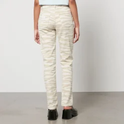 Jeans|Ganni Swigy Zebra-Print Denim Straight-Leg Jeans - W25