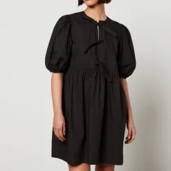 Dresses|Dresses|Ganni Tie String Cotton-Poplin Mini Dress - EU 34/UK 6
