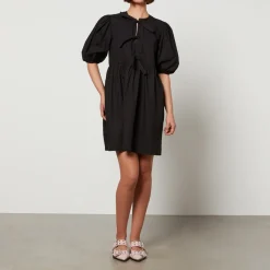 Dresses|Dresses|Ganni Tie String Cotton-Poplin Mini Dress - EU 34/UK 6