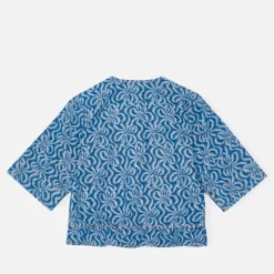 Co-Ord Sets|T-Shirts And Tops|Dr. Martens Ganni Tie-Front Jacquard-Denim Blouse - EU 42/UK 14