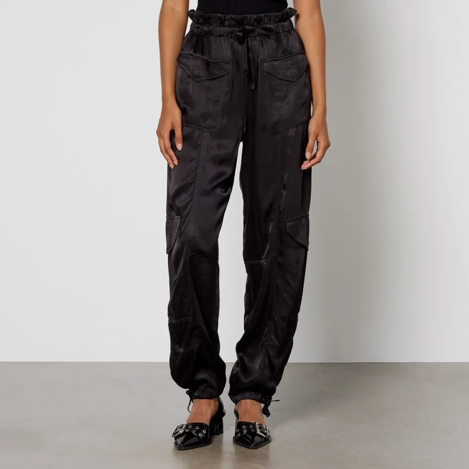 Trousers|Ganni Washed-Satin Barrel-Leg Trousers - EU 36/UK 8