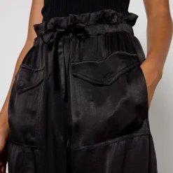 Trousers|Ganni Washed-Satin Barrel-Leg Trousers - EU 36/UK 8