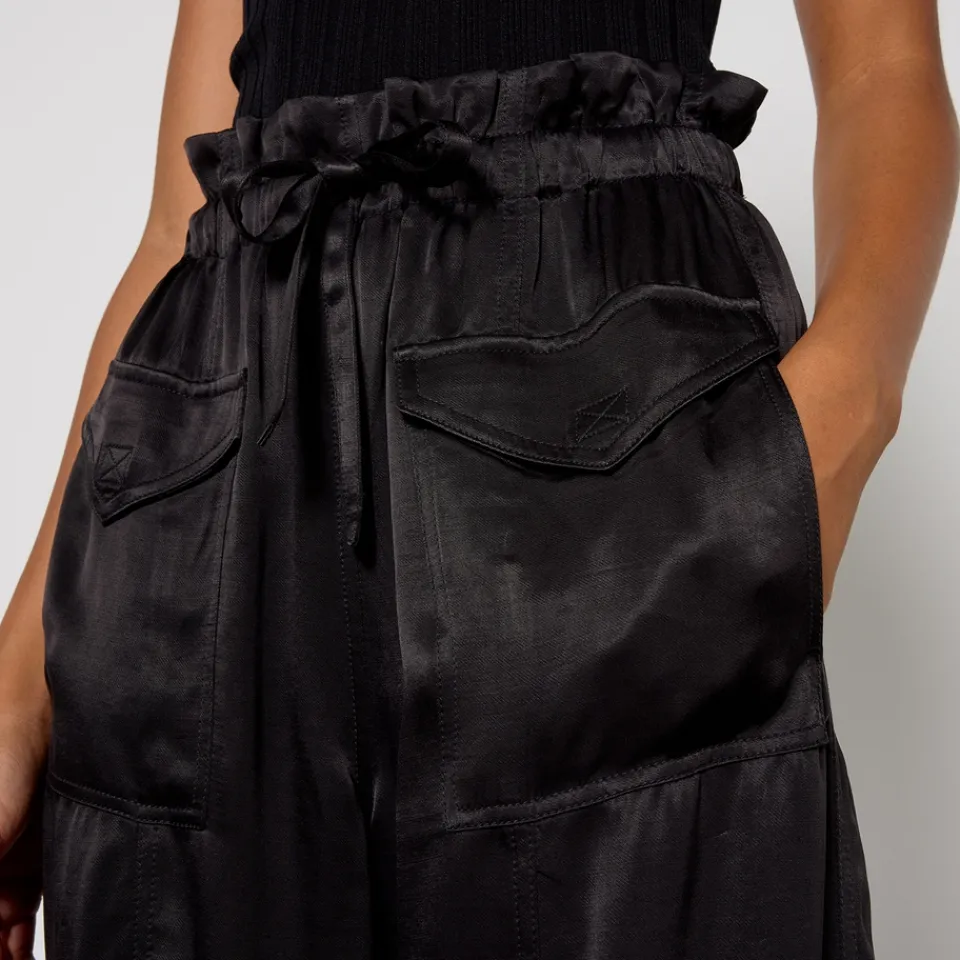 Trousers|Ganni Washed-Satin Barrel-Leg Trousers - EU 36/UK 8