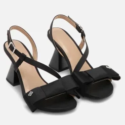 Heels|Sandals & Slides|Ganni Women's Big Bow Satin Heeled Sandals - UK 3
