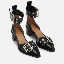 Heels|Tory Burch Ganni Women's Buckled Faux Leather Heeled Pumps - UK 4