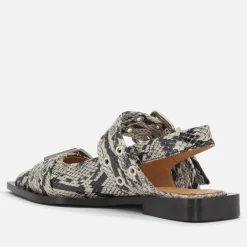 Flats|Ganni Women's Chunky Buckle Ballerina Faux Leather Flats - UK 4