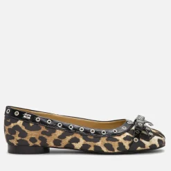 Flats|AMI Ganni Women's Eyelets Bow Faux Leather Ballet Flats - UK 3