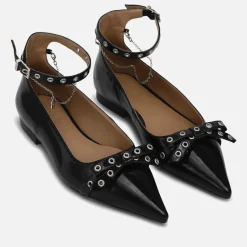 Flats|Tory Burch Ganni Women's Eyelets Jewel Leather Ballerina Flats - UK 4