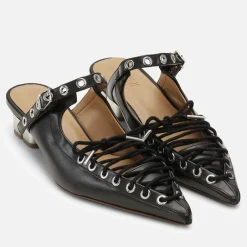 Heels|Dr. Martens Ganni Women's Eyelets Lace-Up Oleatex® Heeled Mules - UK 3