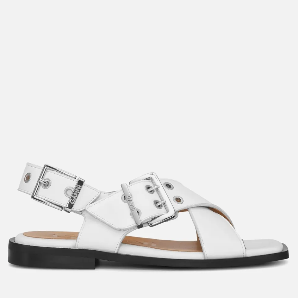 Sandals & Slides|Sandals|Tory Burch Ganni Women's Faux Leather Buckle Cross Strap Sandals - UK 3