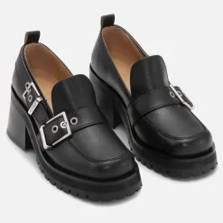 Heels|Dr. Martens Ganni Women's Feminine Buckle Heeled Faux Leather Loafers - UK 3