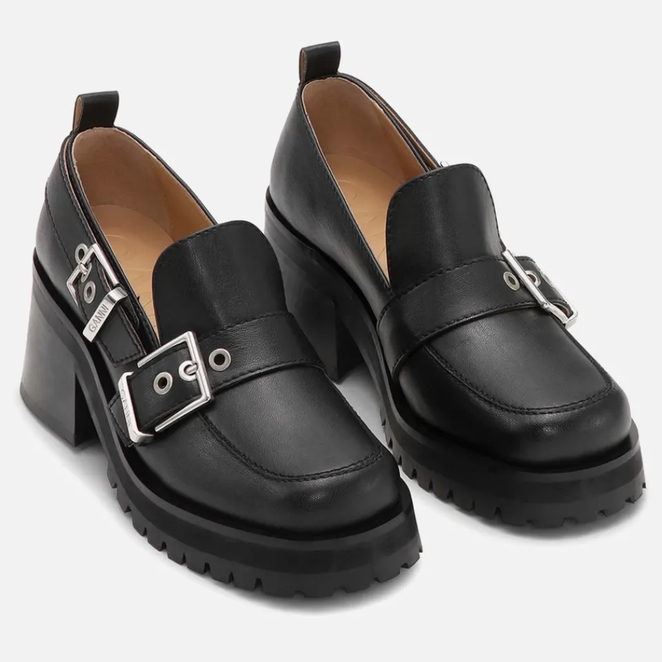 Heels|Dr. Martens Ganni Women's Feminine Buckle Heeled Faux Leather Loafers - UK 3
