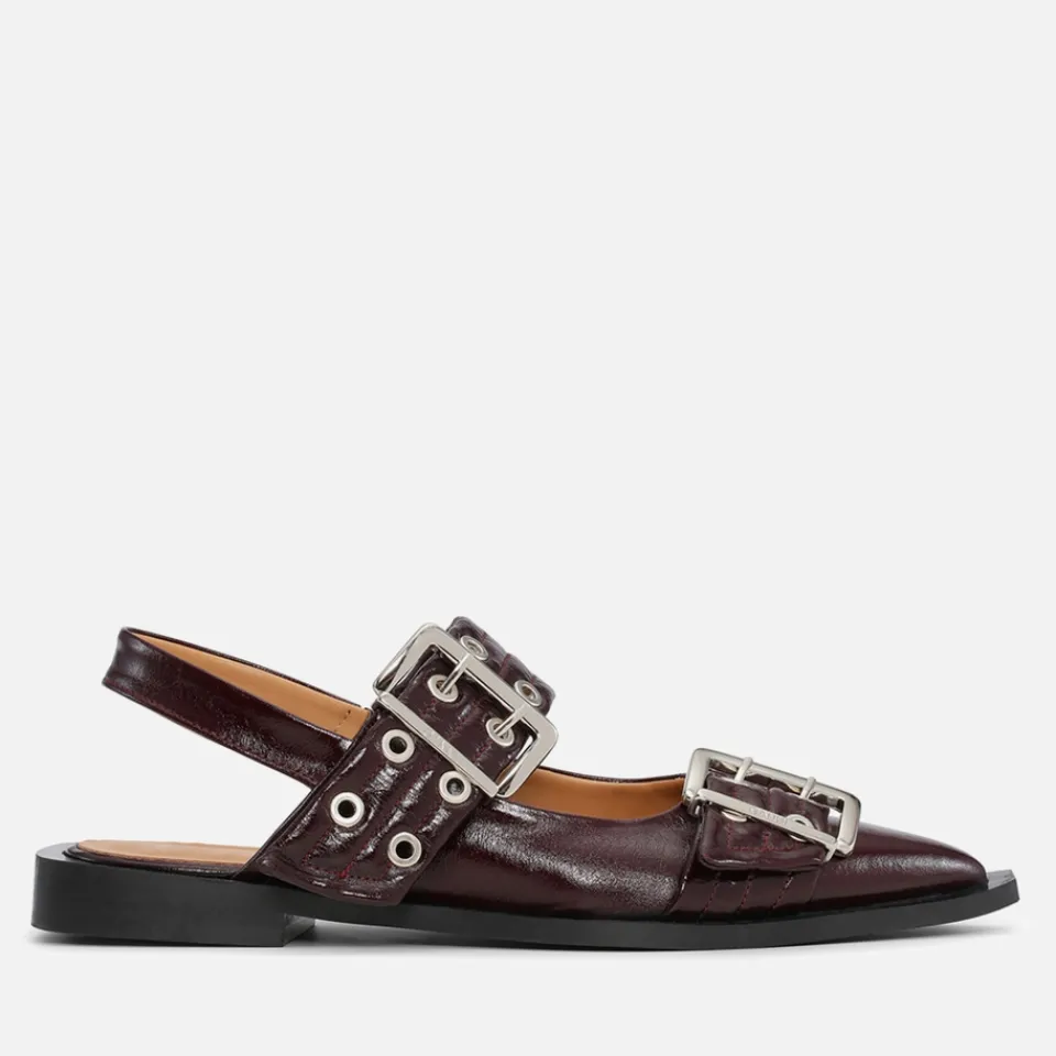 Flats|anna + nina Ganni Women's Feminine Buckle Faux Leather Flats - UK 3