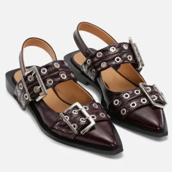 Flats|anna + nina Ganni Women's Feminine Buckle Faux Leather Flats - UK 3